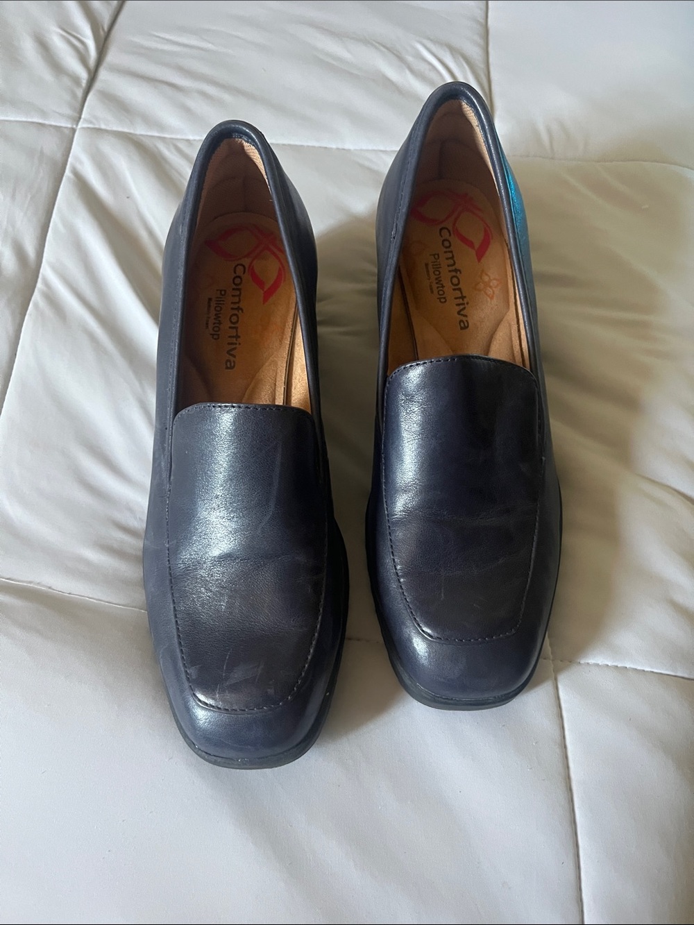 Comfortiva Navy Leather Slip-On Loafers